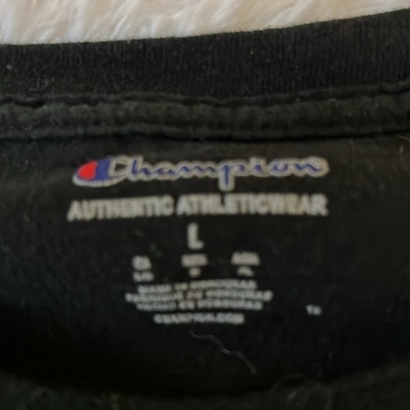 Champion Logo T shirt Black Multi Color Womens Size Large - Picture 3 of 4